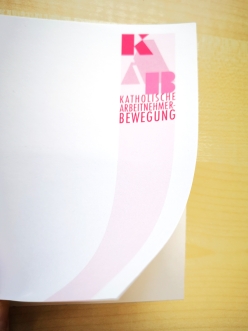 Upcycling Block DIN A6 neutral weiß, Deckblatt mit KAB-Logo